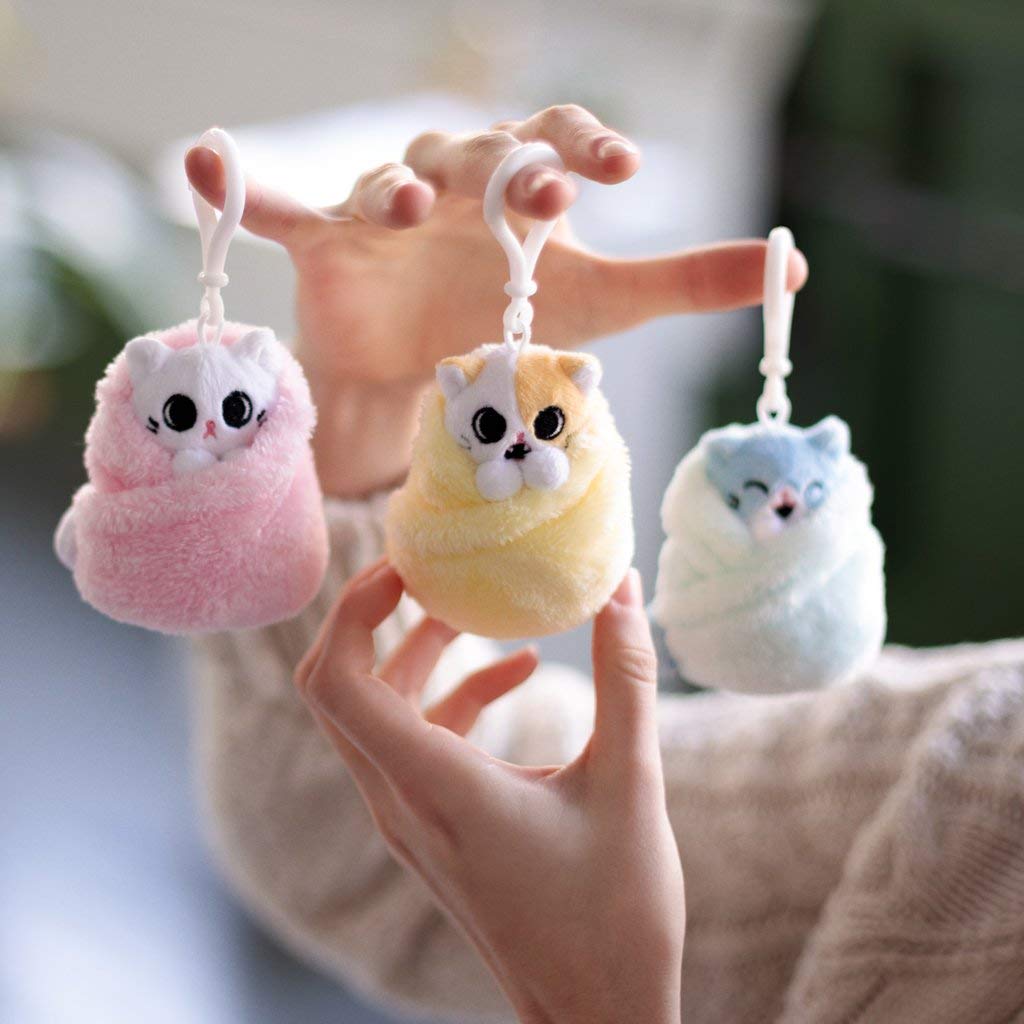 Purritos 3 Inch Cat In Blanket Plush Key Ring - Tuna