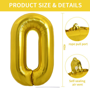 Toniful 40 Inch Large Gold Letter O Balloons Helium Balloons,Foil Mylar Big Balloons For Birthday Party Anniversary Supplies Dec