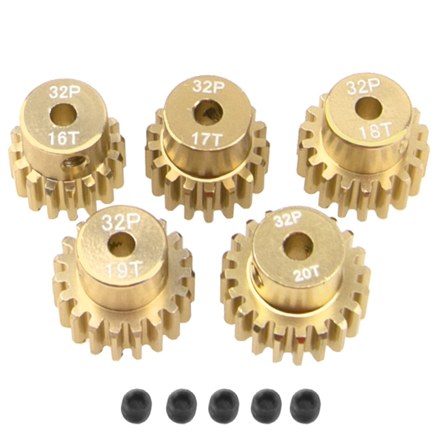 Vgoohobby Aluminum Alloy 32 Pitch Pinion Gear Set 3.175mm Shaft 16T 17T 18T 19T 20T Motor Gears Compatible with Tamiya Kyosho Re