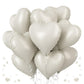 Cream Heart Balloons, 18 Inch Cream Heart Foil Balloons, 12Pcs Boho Beige Heart Shape Foil Balloon, Cream White Helium Foil Ball