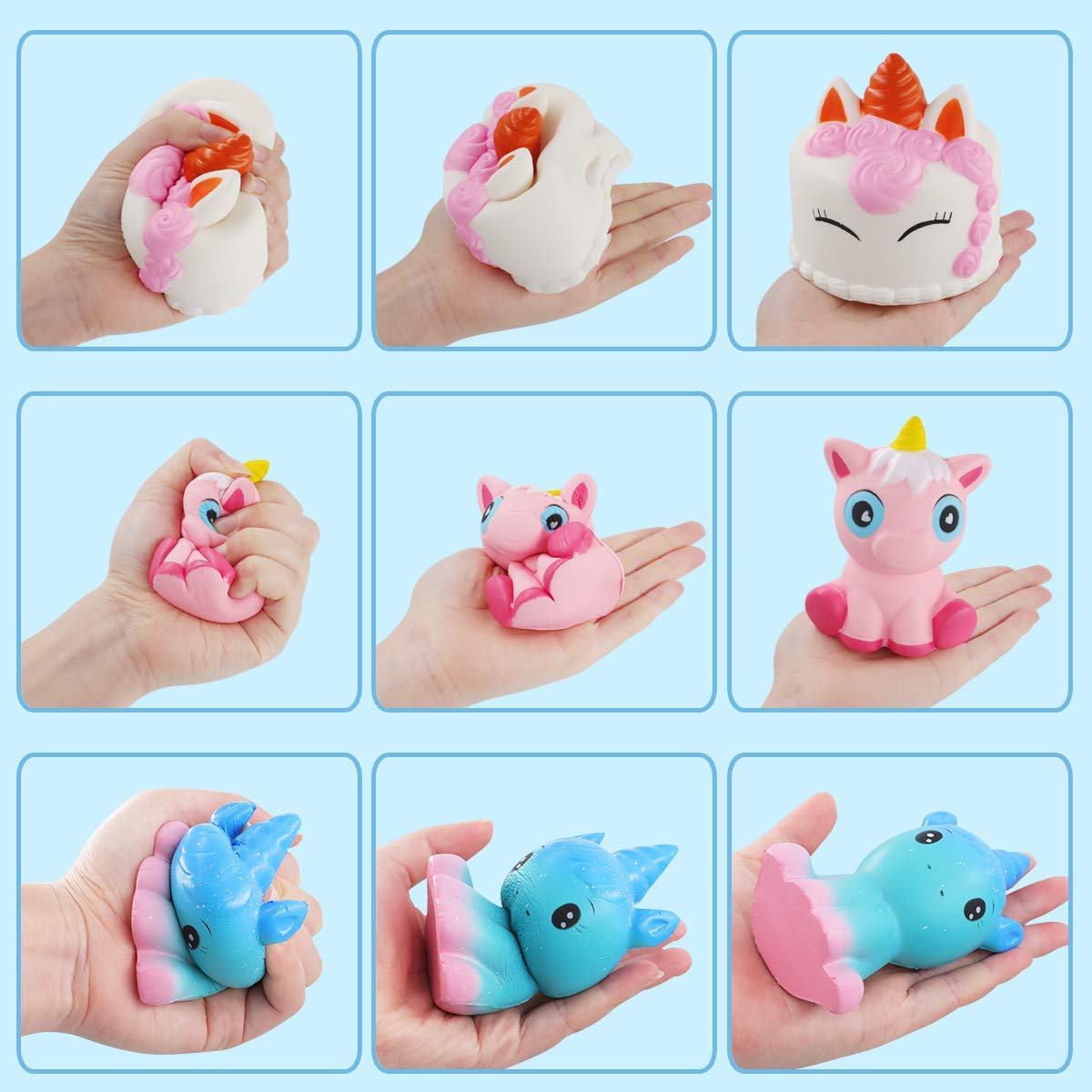 Unicorn Squishy Jumbo Squishies- 6 Pack Narwhal Squishy Unicorn Cake Scented Squishies Pack Slow Rising Squishies Stress Reliever Toys For Girls And Boys Unicorn Party Favors