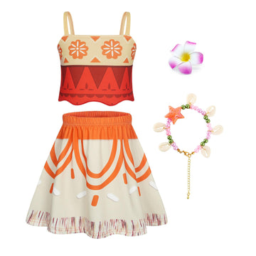 WonderBabe Little Sister Outfit Girls Princess Simea Costume for Kids Adventure Dress Christmas Top with Skirt Birthday Party Cl
