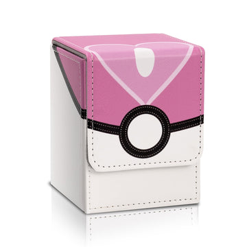 Collectible Trading Card Cases, Card Deck Box Storage Box Case Magnetic Deck Box Card Holder ,Can Hold Around 100 Cards(Pink-Whi