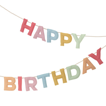Meri Meri Felt Happy Birthday Garland (3.2m with excess cord - Pack of 1)