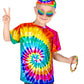 Kids Hippie Costume For Boys Girls 60S 70S T-Shirt 5Pcs Set For Halloween Party 5-6T Multicolor