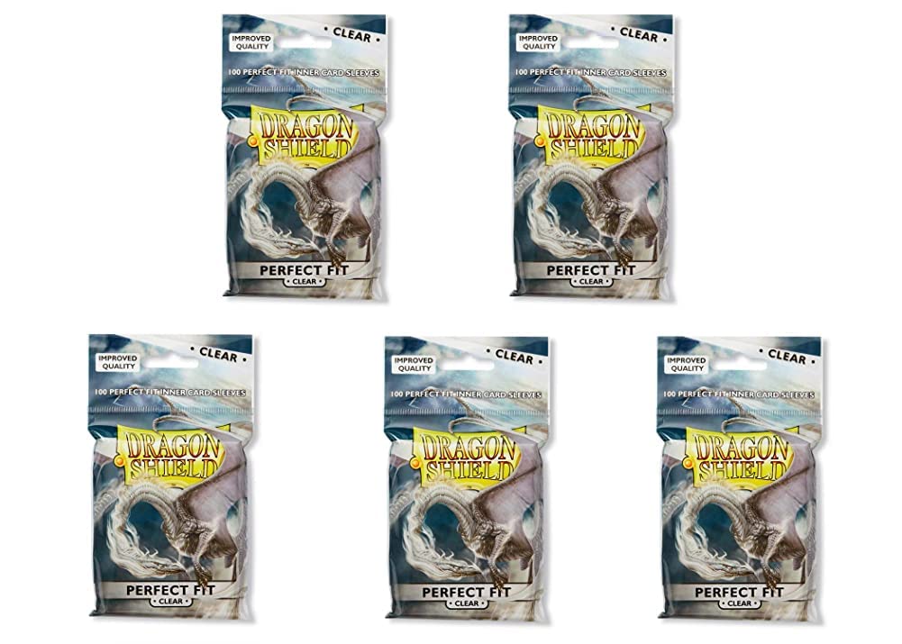 5 Packs Dragon Shield Inner Sleeve Clear Standard Size 100 Ct Card Sleeves Value Bundle!