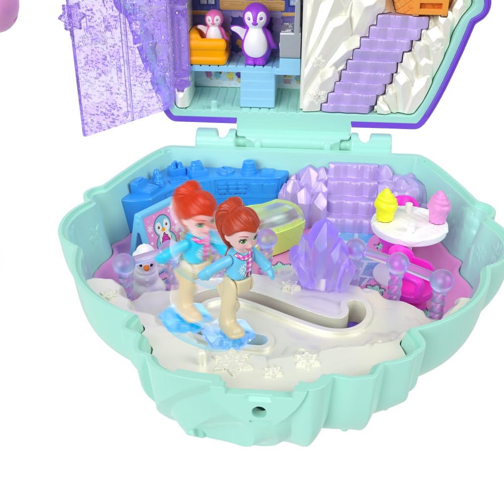 Polly Pocket Dolls & Playset - Snow Sweet Penguin Compact with 13 Accessories, Multicolor Travel Toy, Model HRD34
