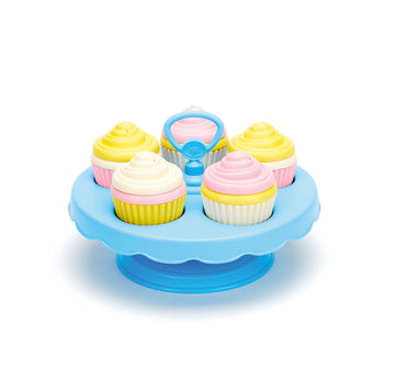 Green Toys Cupcake Set - 16 Piece Pretend Play, Motor Skills, Language & Communication Kids Role Play Toy. No BPA, phthalates, P