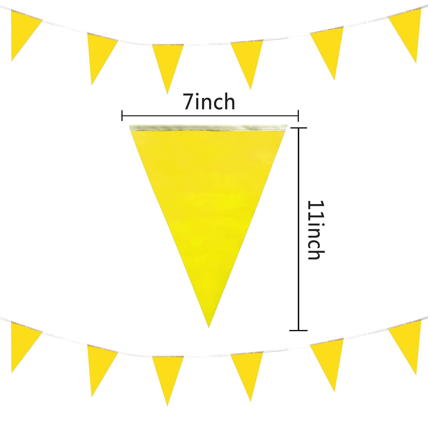 Lybutty 100 Feet Yellow Pennant Banners Flags String Hanging Triangle Bunting Flags,Party Decorations For Grand Opening,Kids Bir
