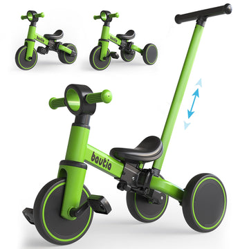Bautia Kids Tricycle for Toddlers 1-3 with Push Handle, 5 in 1 Baby Balance Bike for 1-4 Years Old Boys Girls Gift with Removabl
