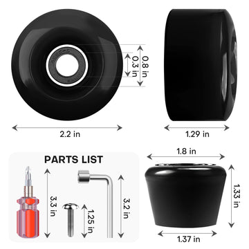Nezylaf 8 Pack 32 x 58  82A Quad Roller Skate Wheels with Bearing Installed and 2 Toe Stoppers for Double Row Skating Replacment Accessories Suitable for Outdoor or Indoor