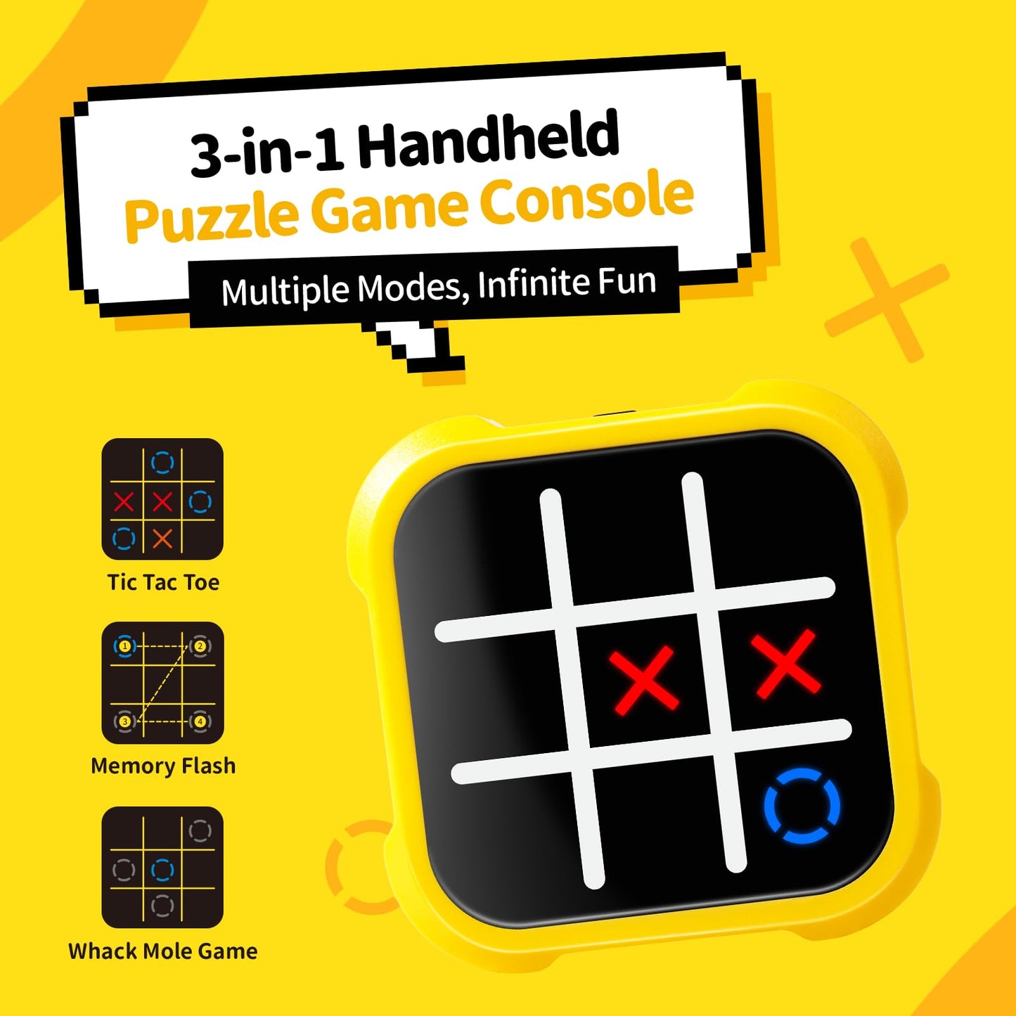 Easemom Handheld Electric Puzzle Game Console - Tic Tac Toe Game Educational Road Trip Activities For Kids - Board Games, Juegos