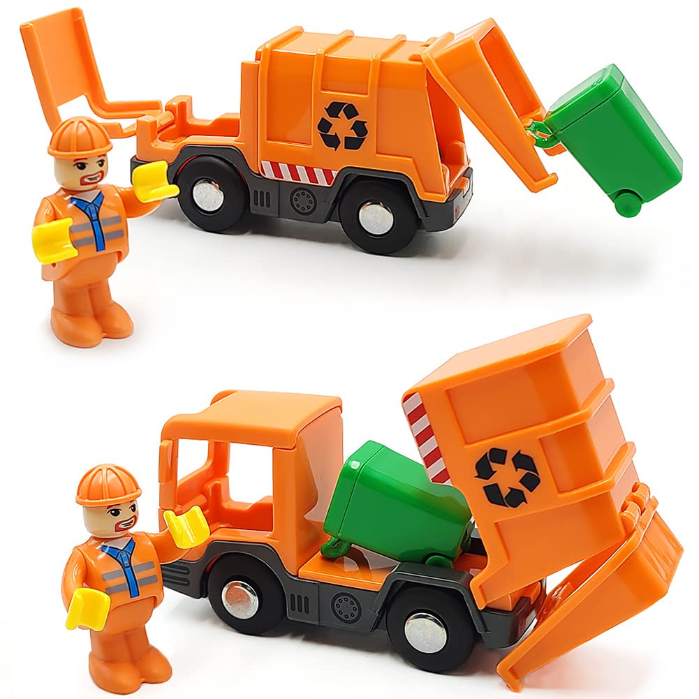 Dshmixia Garbage Mail Truck Small Toys Cars For 3 5 Year Old Boys Magnetic Couplings City Vehicle For Wood Train Set For Children Inside Outside Toys (City Set)