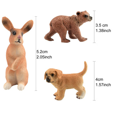 Tuparka 9Pcs Forest Animals Set, Miniature Figures Woodland Animals Deer Figurine, Dog, Rabbit, Bear Figure Miniature Animals Woodland Cake Toppers