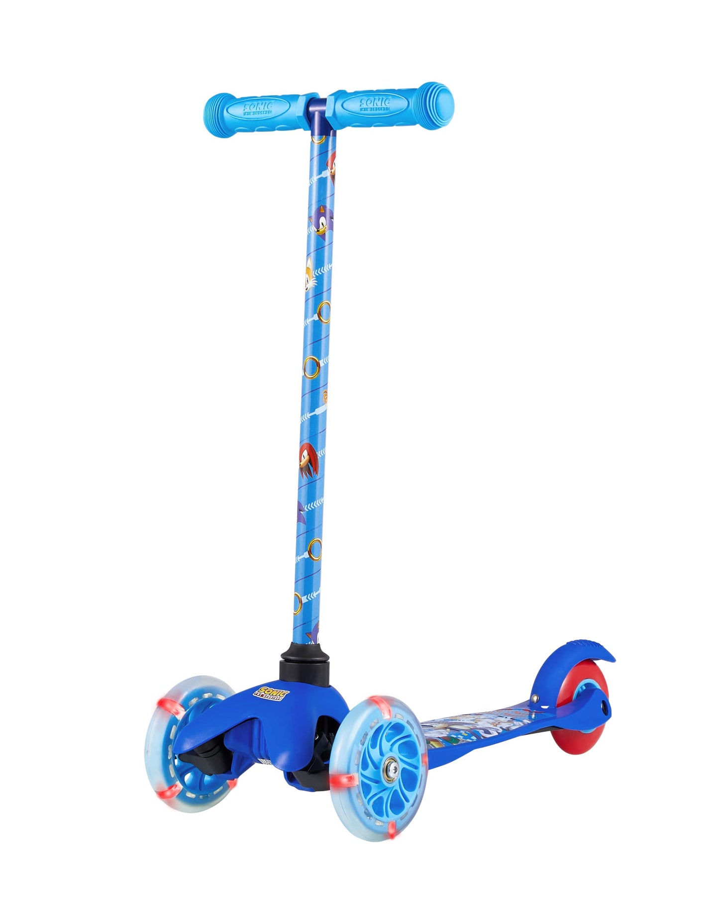 Sakar Sonic The Hedgehog Light Up Self Balancing Scooter For Kids - 3 Wheeled Scooter With Extra Wide Anti-Slip Deck, Rear Brake, Lean To Steer, Lightweight Design, For Boys/Girls 3 & Up, 75 Lb Limit