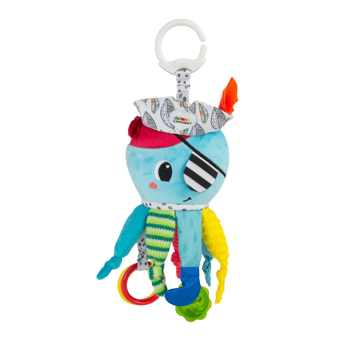 Lamaze Clip On Car Seat And Stroller Toy - Captain Calamari - Crinkle Car Seat Toys And Stroller Toys - Sensory Toys For Babies - Travel Toys For Car - Infant Toys Ages 0 Months And Up