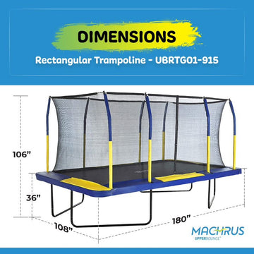 Upper Bounce Rectangle Trampoline Set enhanced Top-Ring Enclosure System - Outdoor Recreational Trampolines - Gymnastics Rectangular Trampoline Kids - mature-themeds  Supports Upto 500 lbs