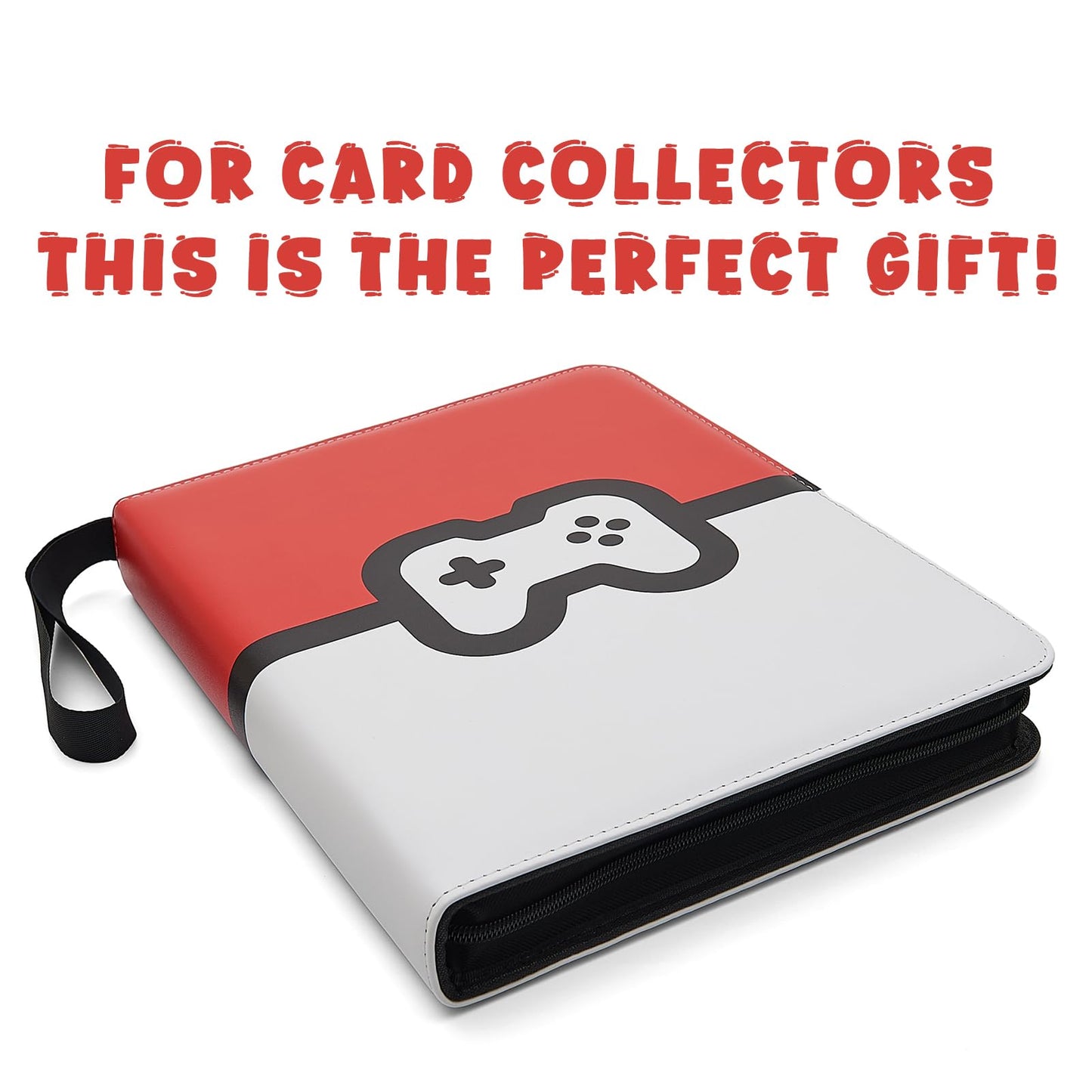 Trading Card Binder 9 Pocket Pages Top Loading 900 Card Storage 3 Ring Design With Zipper Boy's Gift (Red  900 cards)