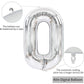 Toniful 40 Inch Silver Large Numbers Balloons 0-9, Number 0 Digital 0 Helium Balloons, Foil Mylar Big Number Balloons For Birthd