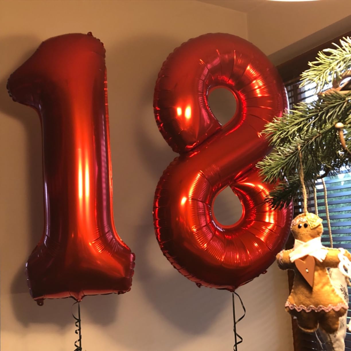 Paticool 40 Inch Red Number Balloon 8, Large Number Foil Balloons Mylar For Girl Boy Birthday Party Celebration Decorations Supp