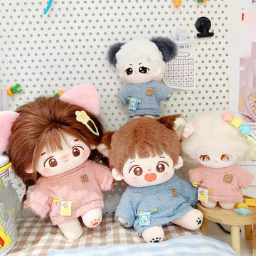 Niannyyhouse 10Cm Plush Doll Clothes Cartoon Pattern Knit Sweater Dolls Accessories Dress Up (Pink)