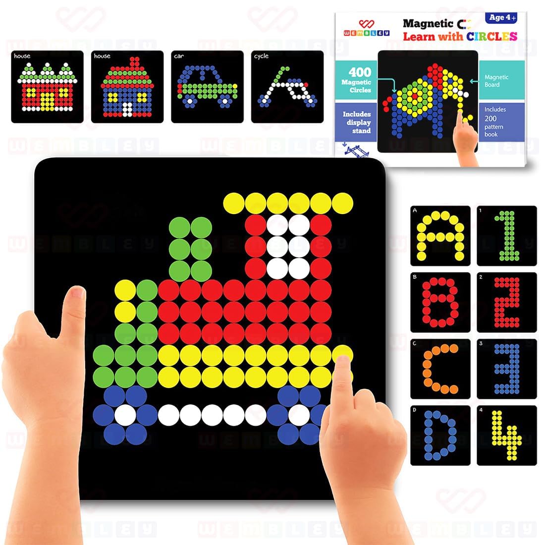 Wembley Magnetic Puzzles Imagination Shapes Game For Kids Diy Creative Educational Activity Toy Set 58 Magnetic Shapes With Boar