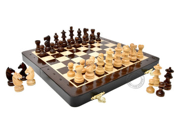 House Of Chess - 10 Inch Wooden Magnetic Folding Travel Chess Set/Board With 2 Extra Knights, 2 Extra Pawns, 2 Extra Queens And