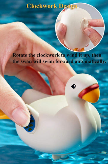 Nextake Wind-Up Swimming Swan, Lovely Swan Kids Swimming Cygnet Bath Toy Clockwork Bathtub Toy Floating Water Toy For Boys And G