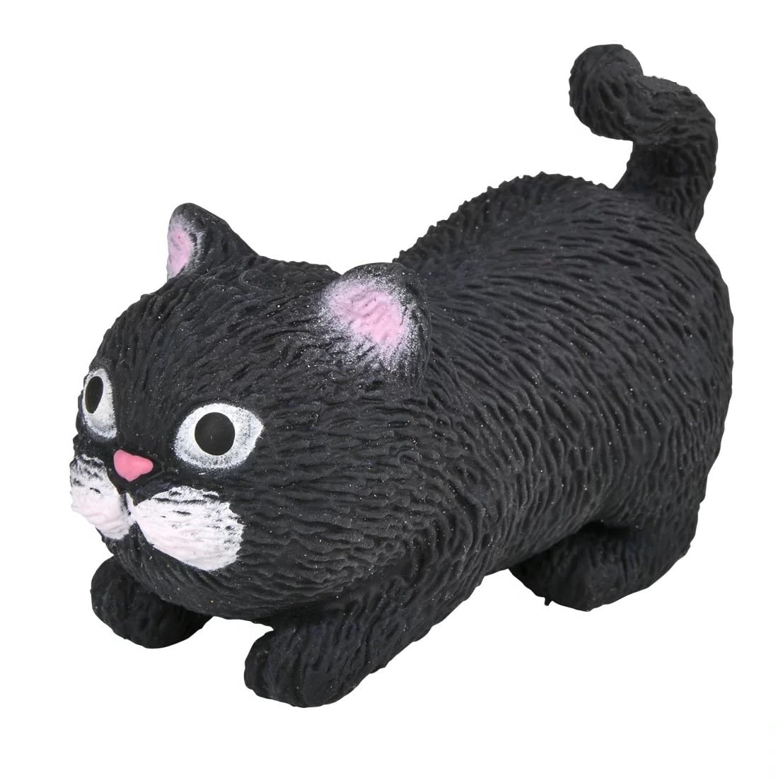 Squishy Stretchy Cat (3.5' To 6.5') Rubber Fidget Sensory Toy Filled With Sand. Great Stress Relief Cat Toy For Kids, Adults And Pets. (Black Cat)