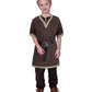 Kids Medieval Costume Boys Viking Tunic Knight Warrior Renaissance Shirts With Belt 10-12 Years Brown