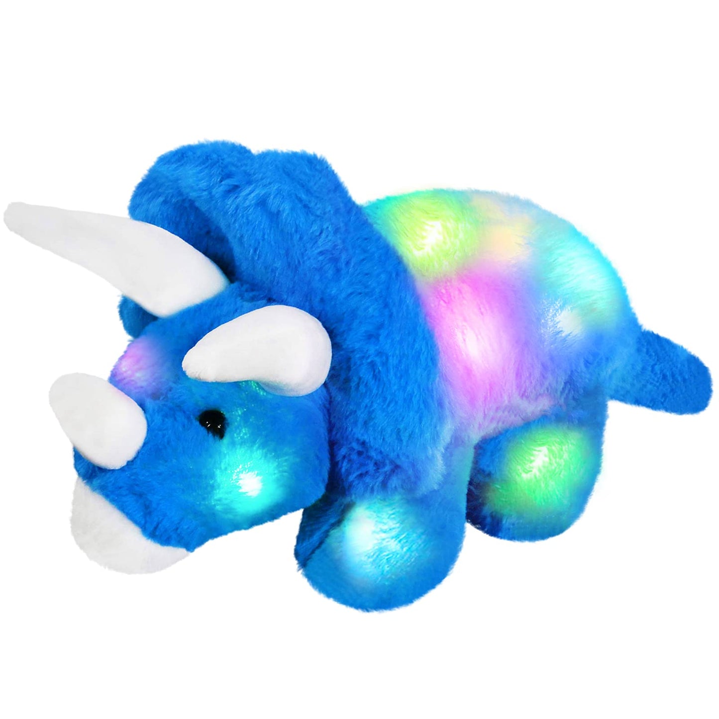 Glow Guards 16'' Light Up Triceratops Dinosaur Stuffed Animal,Led Soft Dinosaur Plush Toy With Magic Night Lights&Lullaby,Birthd
