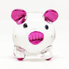 Sansukjai Pig Miniature Figurines Animals Hand Painted Blown Glass Art Collectible Gift Decorate, V1 (Clear Pink Pearl)