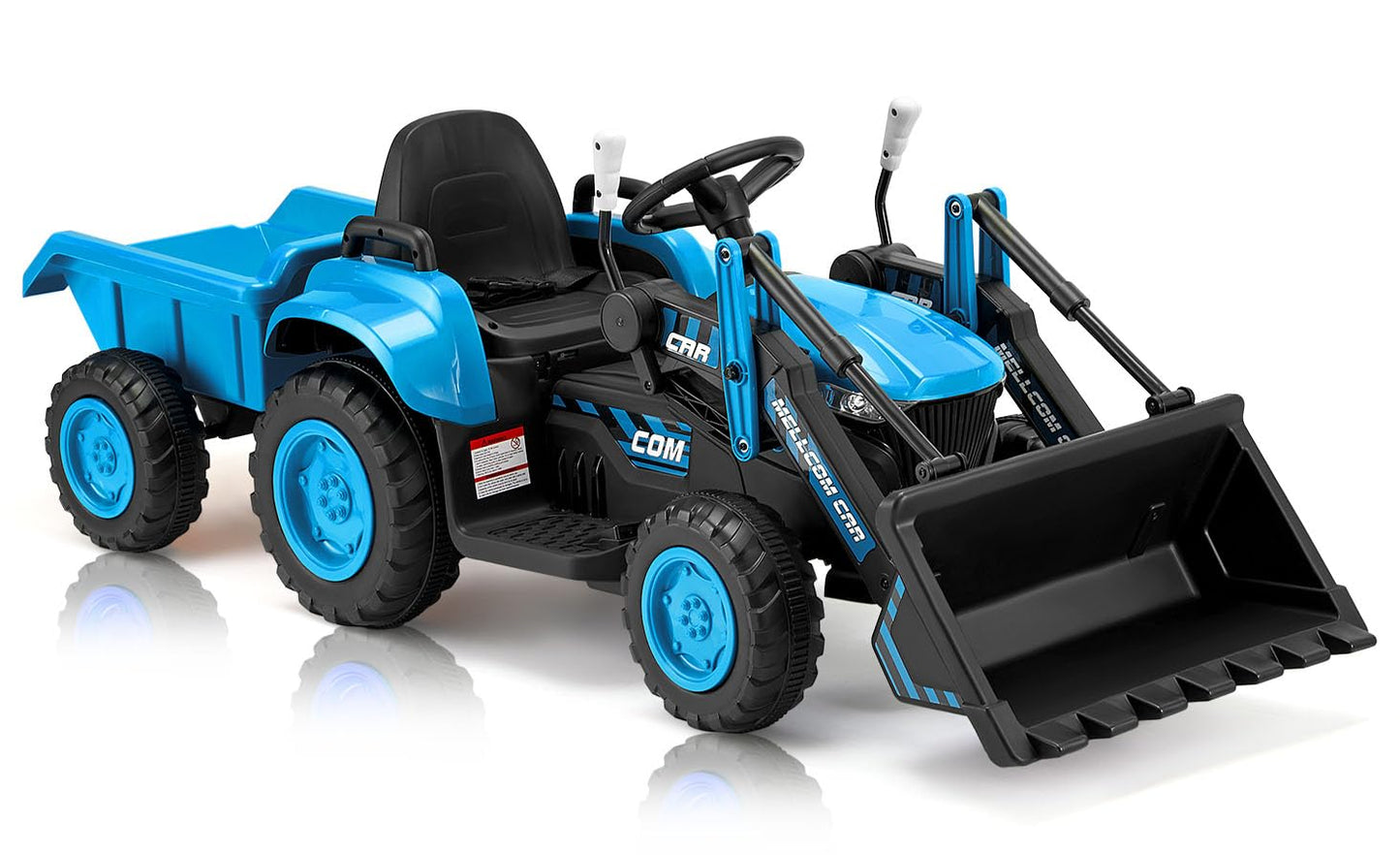 Mellcom Ride On Bulldozer With Detachable Trailer, 12V Kids Electric Vehicles Ride On Toy With Remote Control, Kids Car With Buc