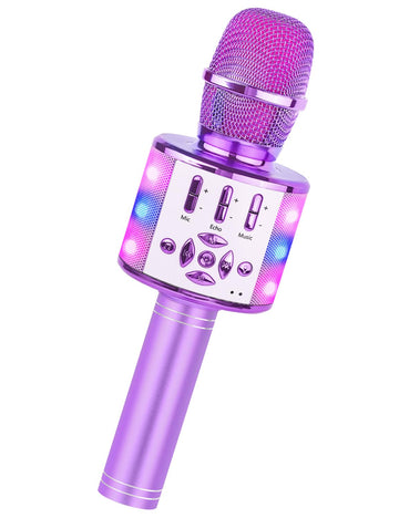 Amazmic Toys For Girls, Kids Karaoke Microphone Toddler Microphone For Kids With Lights, Birthday Gift For Girls, Boys Toy Age 3 4 5 6 7 8+(Light Purple)