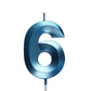2.76 inch Blue 6 Birthday Candles,3D Number 6th Cake Topper for Birthday Decorations No 16 26 61 62 63 64 65 66 67 68