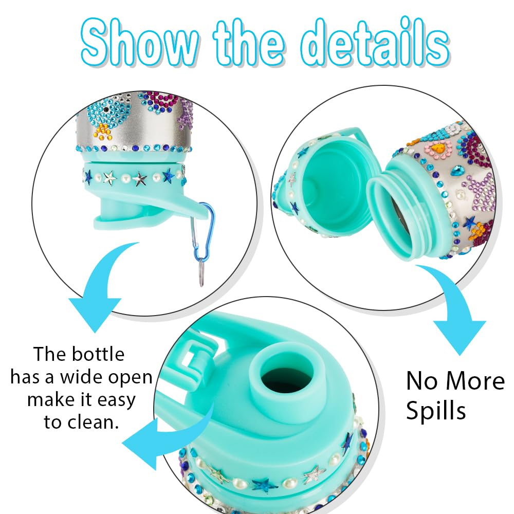 Decorate Your Own Water Bottle Kits For Girls Age 4 5 6 7 8 9 10-12 Year Old Girl Gifts, Mermaid Gem Diamond Painting Crafts, Di