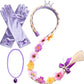 Princess Rapunzel Wig Rapunzel Braid Cosplay Long Hair Wig With Braid Gloves Necklace Dress Up Accessories For Girls (Purple1)