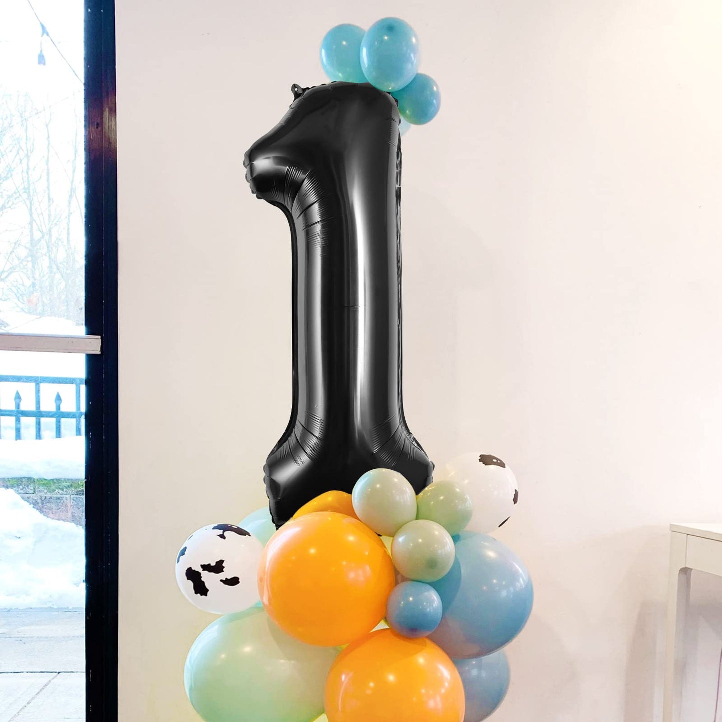 Large Black Number 1 Balloons, 40 Inch Foil Balloons, Giant Number Balloons For Women/Men Birthday Party Anniversary Celebration