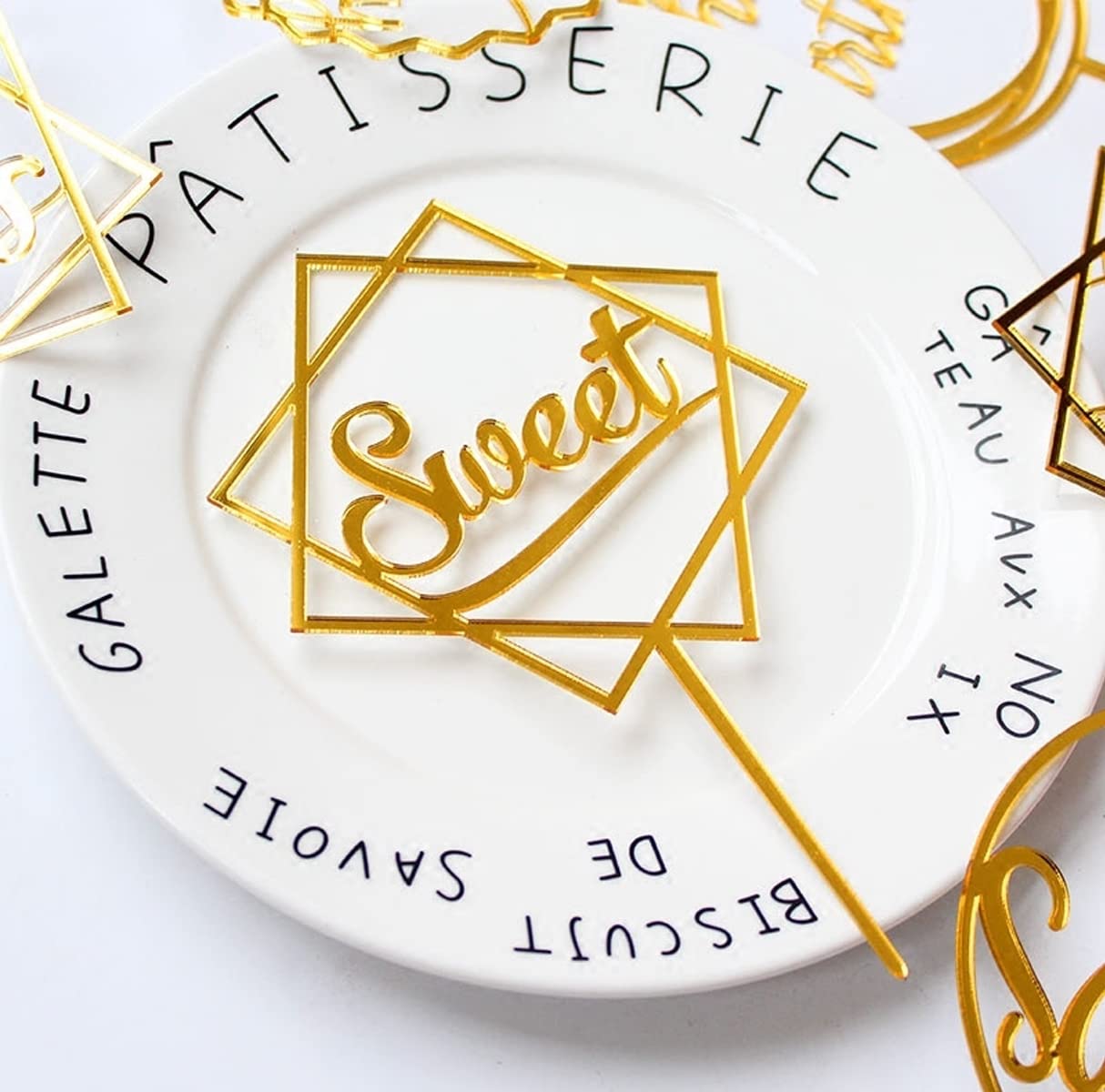 Amfin Sweet Gold Acrylic Cake Topper/Cake Topper Gold Decoration Supplies For Birthday/Anniversary/Engagement/Graduation.