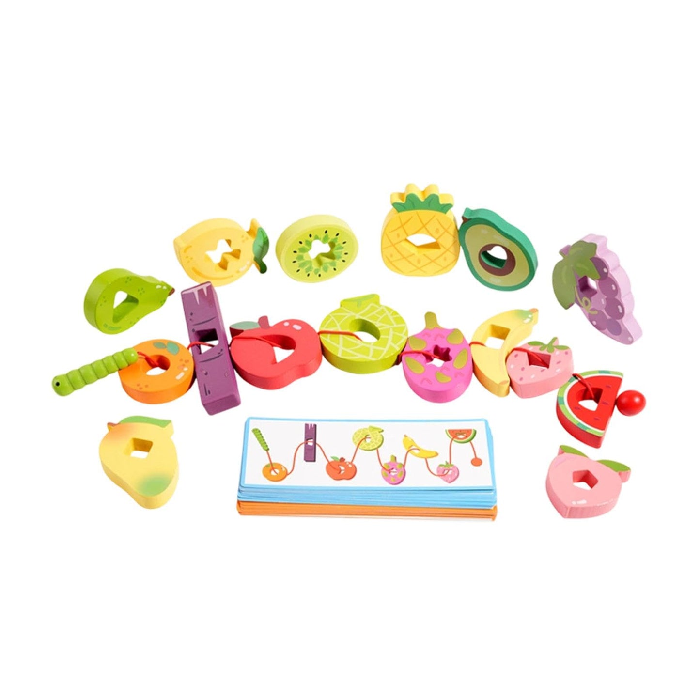 EcomistiqWooden Fruit Threading Toy Learning Toys Educational Lacing Bead String Game|Baby|Toys For Baby|Developmental Baby Toys