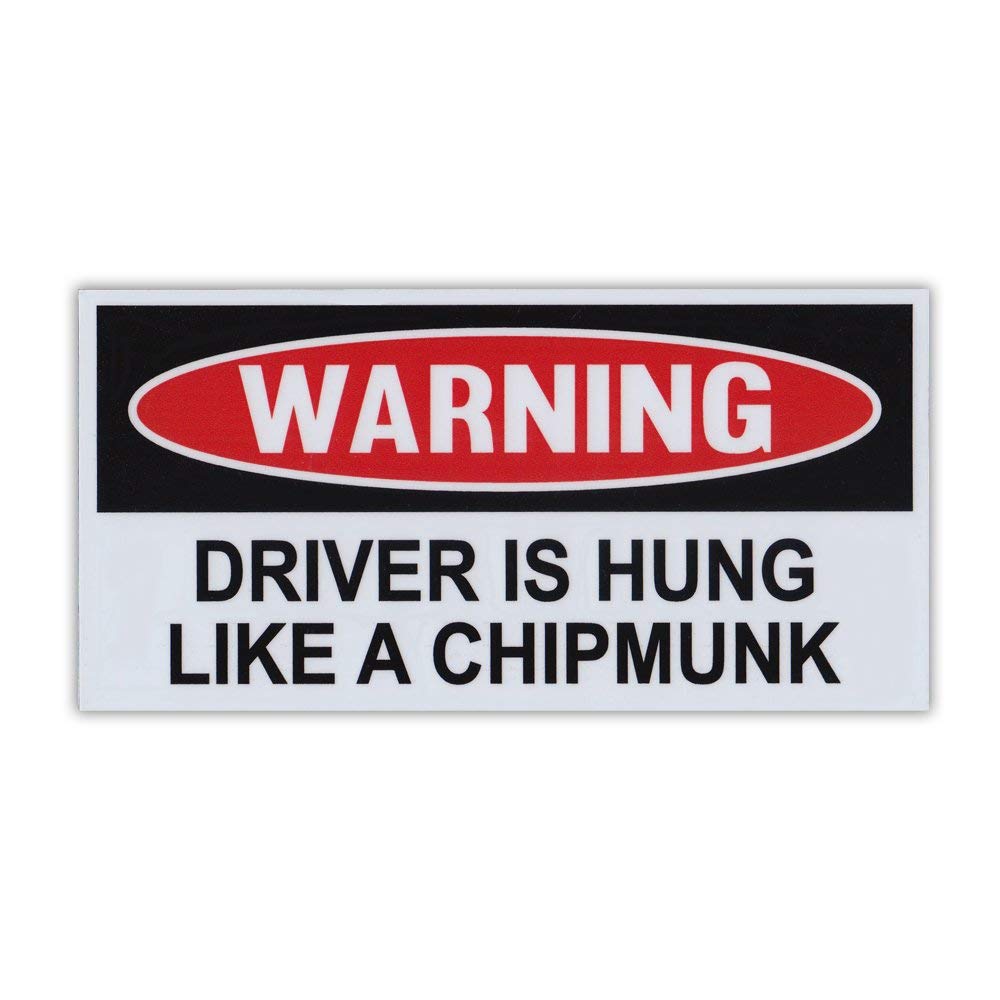 Magnet, Funny Warning Magnet, Driver is Hung Like A Chipmunk, Practical Jokes, Gags, Pranks, 6'' x 3''