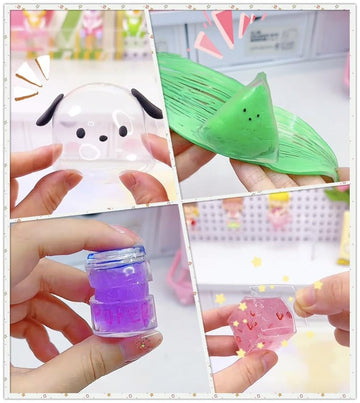 8 Pcs Colorful Nano Tape Bubble Kit For Kids With Glitter,Clay,Cute Stickers And Accessories Tools,Nano Double Sided Adhesive Gel Grip Traceless Tape