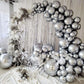 Bezente 36 Inch Metallic Silver Giant Balloons - 8 Pack Jumbo Latex for Weddings, Baby Showers, and Birthday Parties