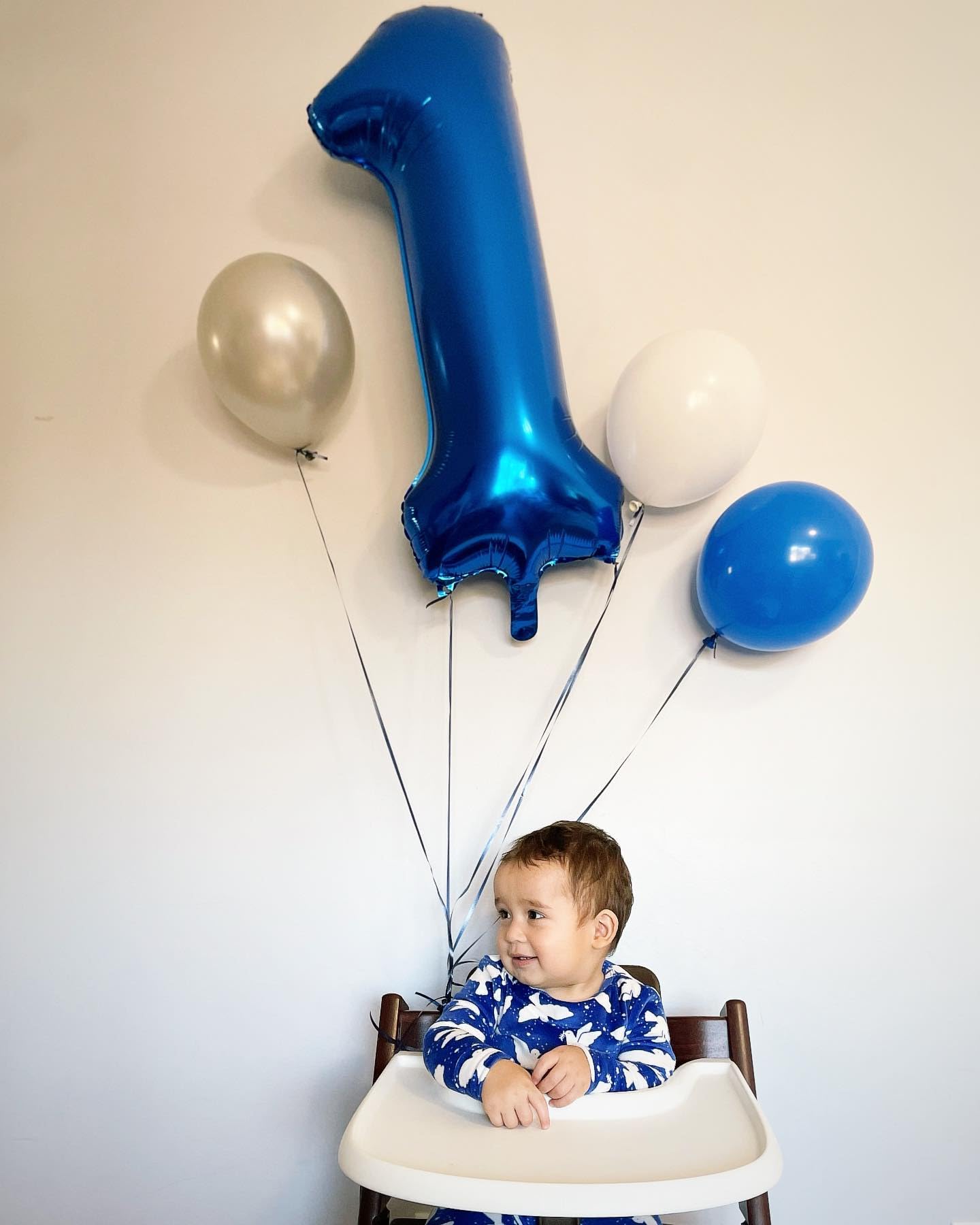 Metallic Blue Number 1 Balloon For First Birthday 40 Inch, 1St One Number Balloons Birthday Decorations For Girl Boy Toddler Bab