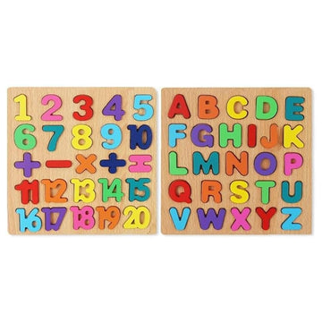 Shinetoy Wooden Puzzles For Toddlers, Wooden Abc Alphabet Number Puzzles Toddler Learning Puzzle Toys For Kids 1-3 Years Old, 2 