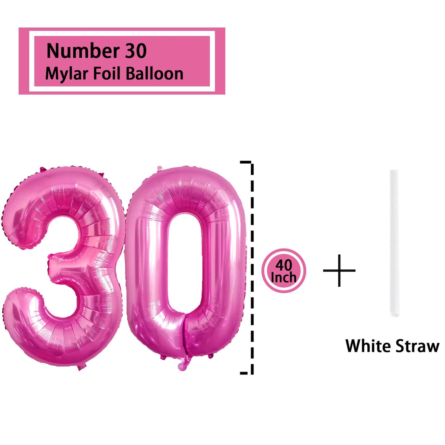 30 Number Balloon Pink 40 Inch Big Foil Mylar 30Th Balloons For 30 Year Old Men Women Birthday Party Decorations Wedding Anniver