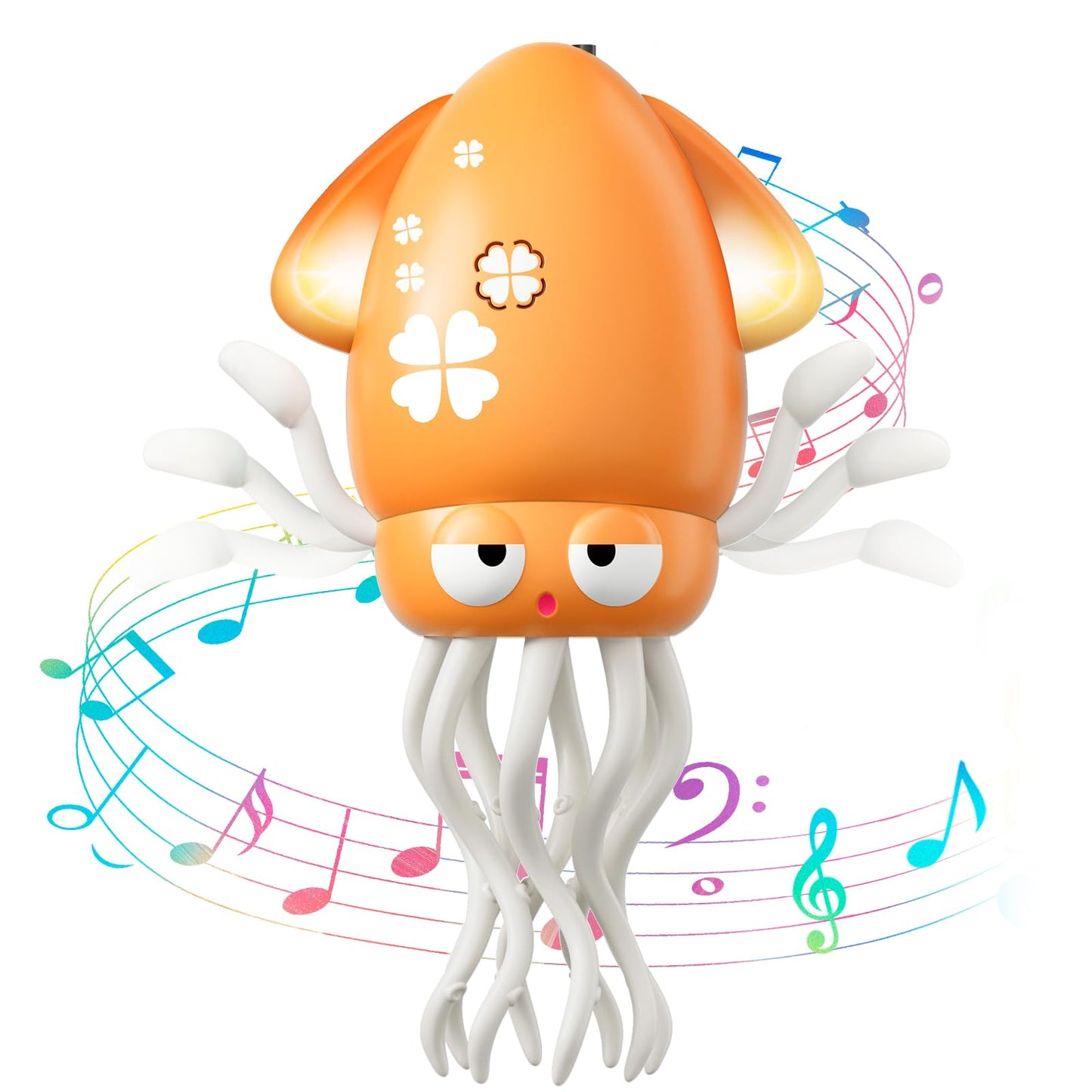 Dancing Squid Baby Toy, Electric Crawling Octopus Tummy Time Toy, Rechargeable Magic Dancing Music Squid Baby Toys for 3 4 5 6 Y