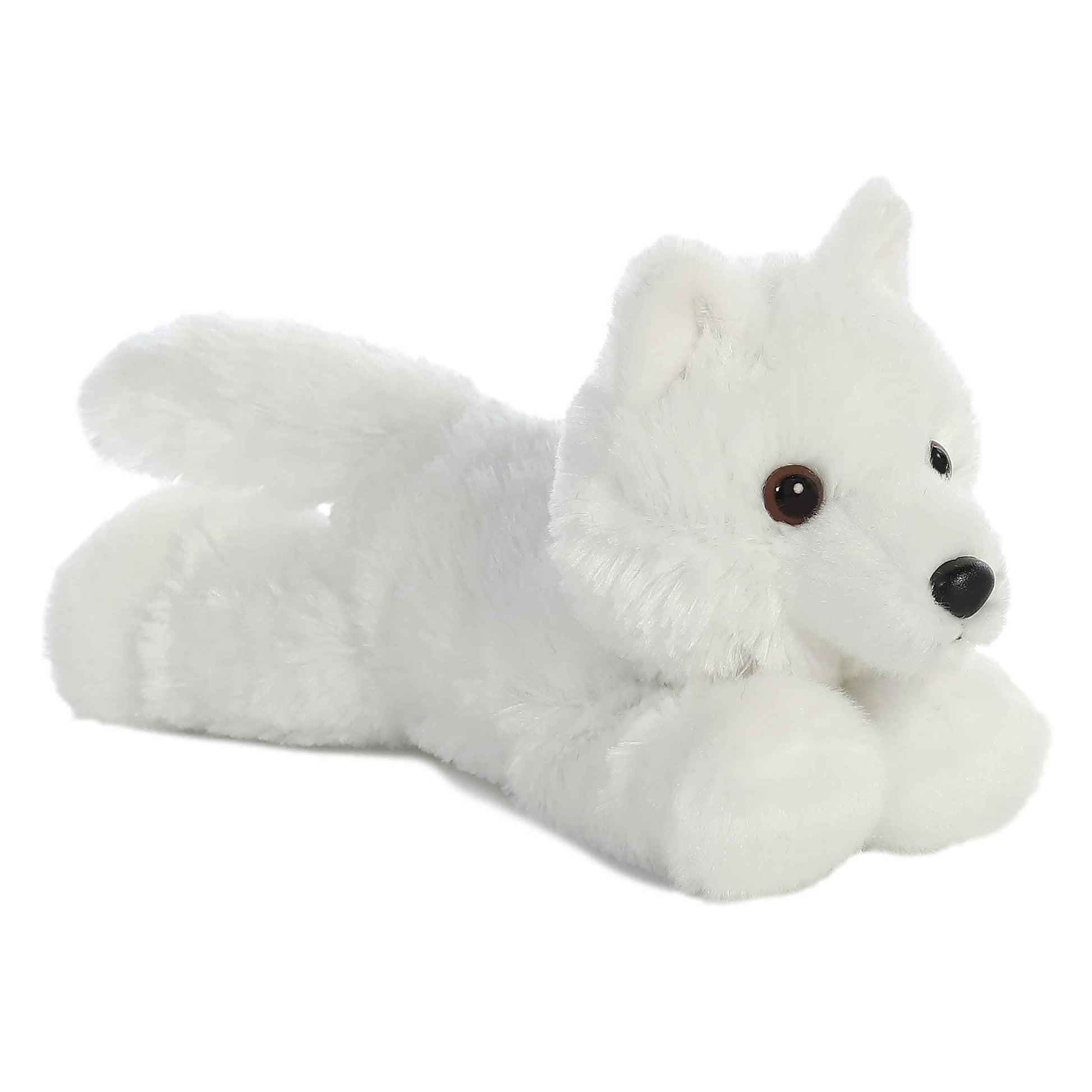 Aurora® Adorable Mini Flopsie™ White Wolf Stuffed Animal - Playful Ease - Timeless Companions - White 8 Inches
