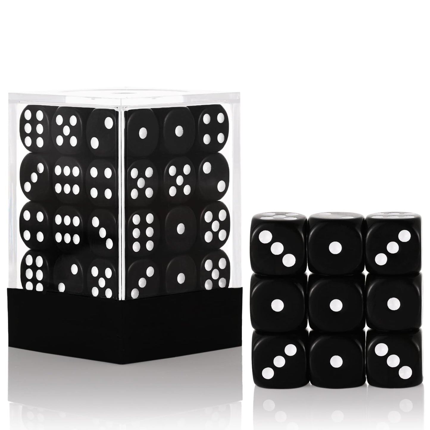 36 of Pack 12MM 6 Sided MINI Dice Set,Solid Black Game Dice Set, 6 Sided Standard Colored Dices for Tenzi, Bunco or Teaching Mat