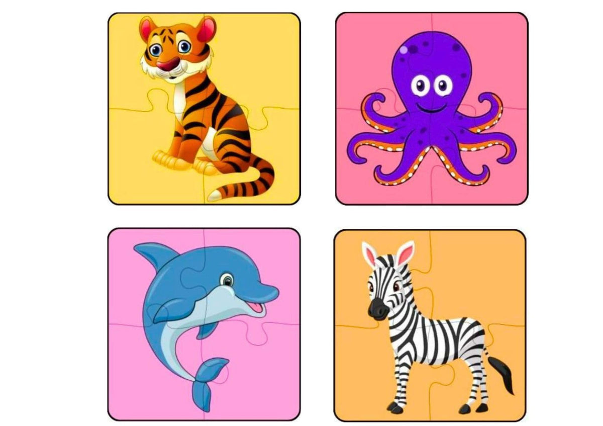Exello 4 Piece Wooden Puzzle for Kids  Set of 4 Animals Jigsaw Puzzle, 4x4 Inch Size, Jigsaw Puzzles for Kids